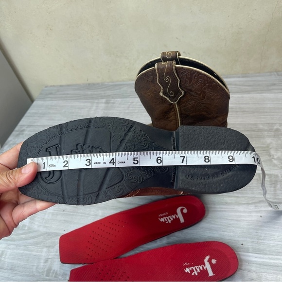 Justin Gypsy Mandar Brown Leather Square Toe 8” Western Cowgirl Boot Size 6B - Picture 15 of 16